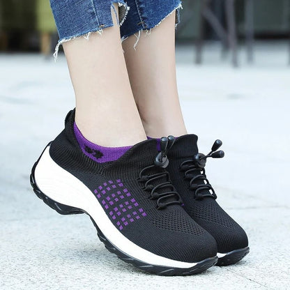 Women Sock Sneakers Fashion Walking Trainers Breathable Platform Loafers