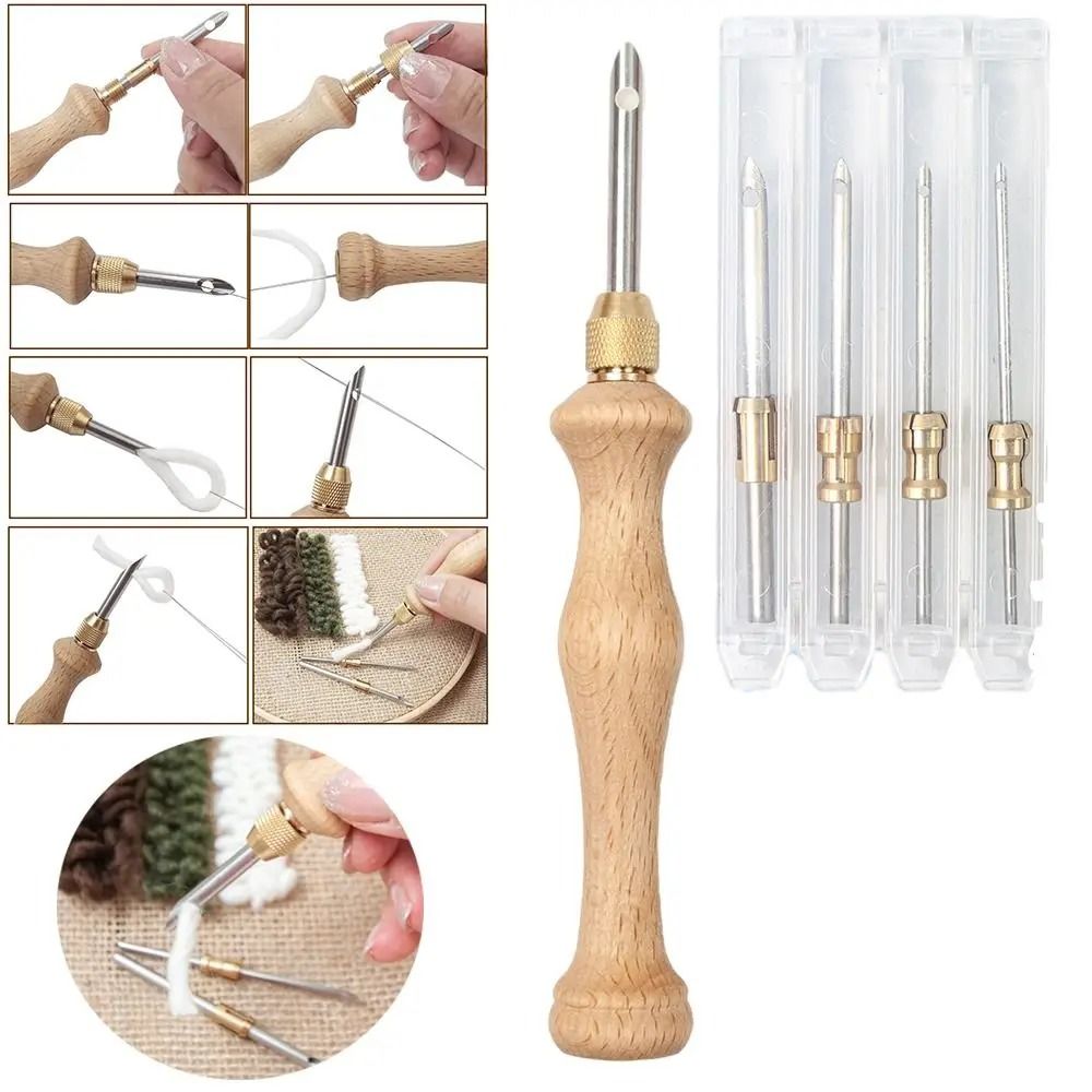 Adjustable Knitting Embroidery Pen Kit with Punch Needle Weaving Tools for DIY Sewing and Craft Projects