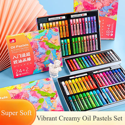 Professional Super Soft Oil Pastels Vibrant Colors Set, Ideal for Art, Craft, Drawing, Sketching with Smooth Blending