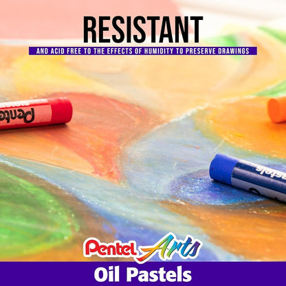 Pentel Arts Oil Pastel Set PHN, Assorted Brilliant Colors, Smoothly Applied & Blendable for Creative Shading, and Art
