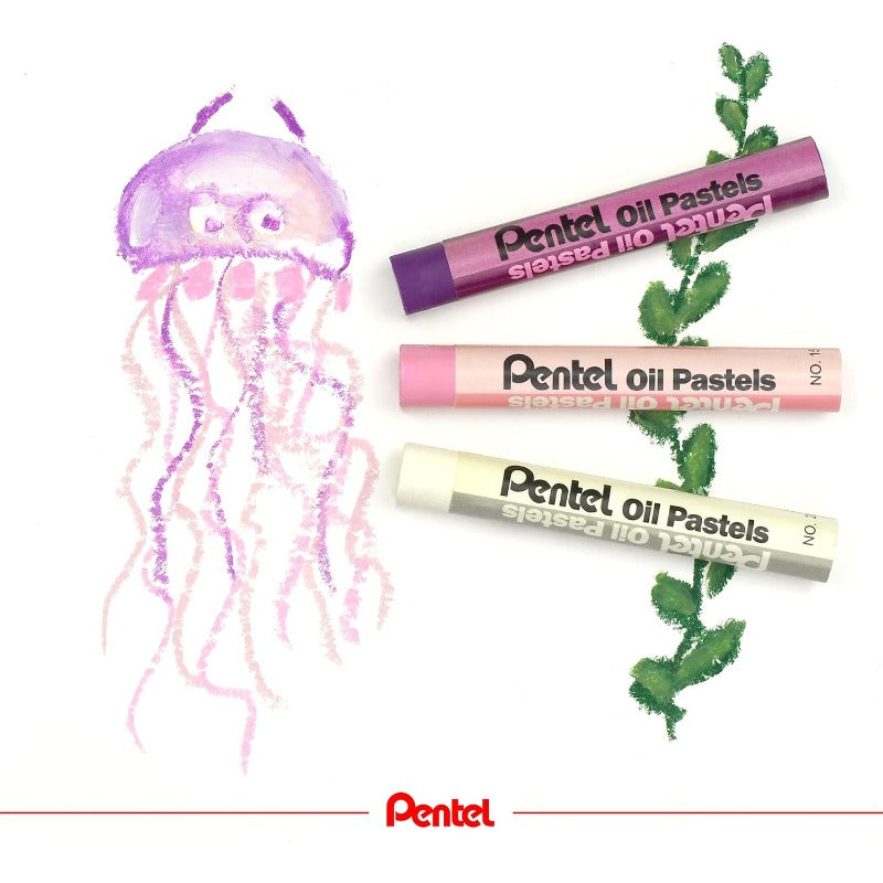 Pentel Arts Oil Pastel Set PHN, Assorted Brilliant Colors, Smoothly Applied & Blendable for Creative Shading, and Art