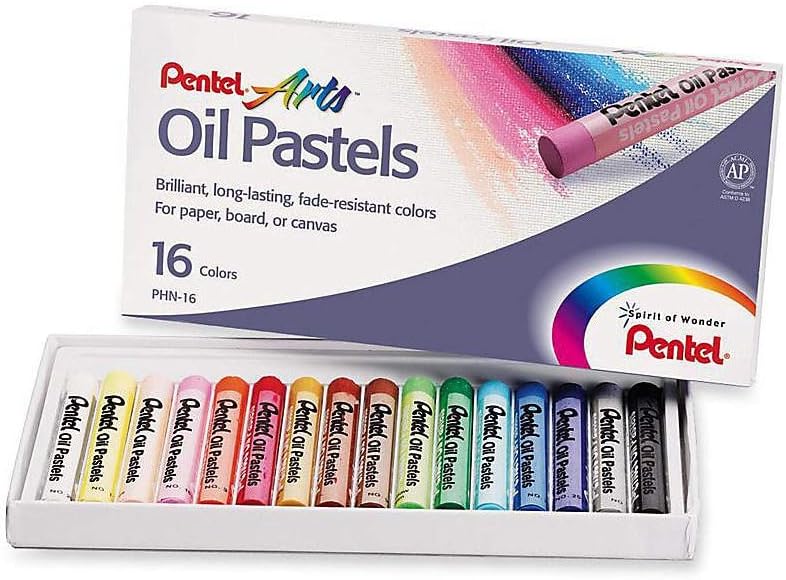 Pentel Arts Oil Pastel Set PHN, Assorted Brilliant Colors, Smoothly Applied & Blendable for Creative Shading, and Art