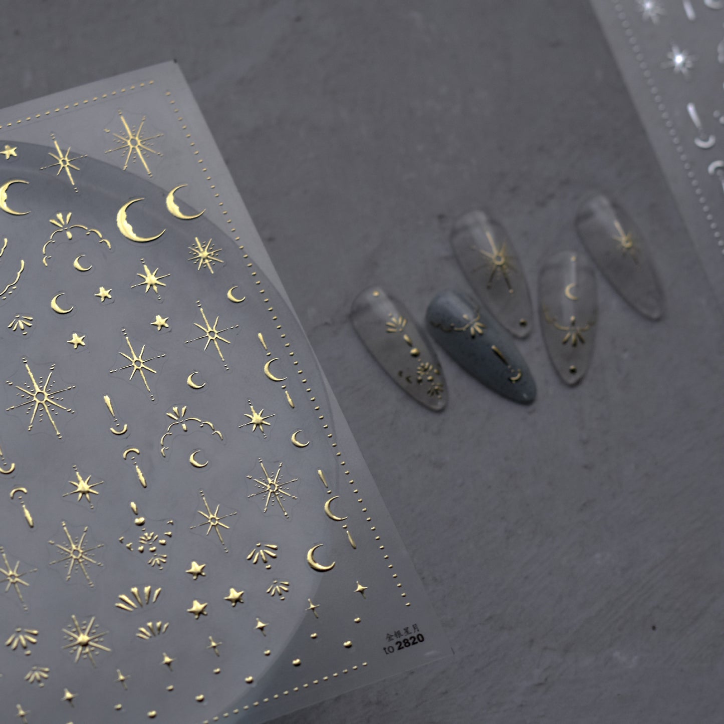 3D Gold Sun Moon Star Nail Art Stickers Celestial Self Adhesive Decals