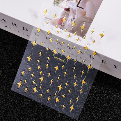 3D Gold Sun Moon Star Nail Art Stickers Celestial Self Adhesive Decals