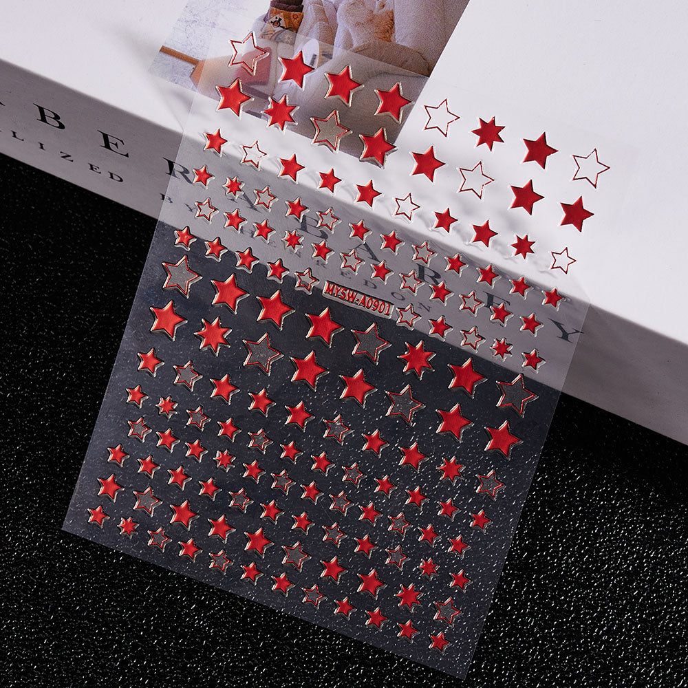 3D Gold Sun Moon Star Nail Art Stickers Celestial Self Adhesive Decals