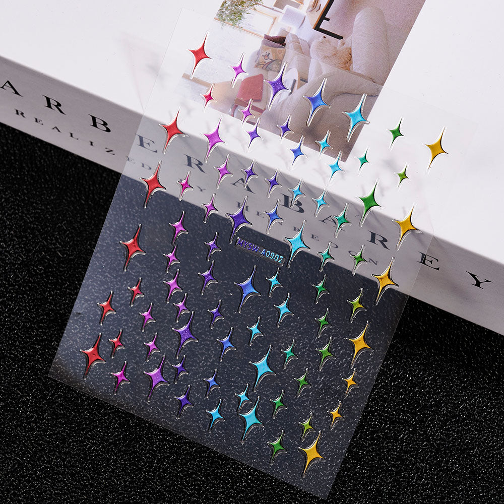 3D Gold Sun Moon Star Nail Art Stickers Celestial Self Adhesive Decals