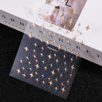 3D Gold Sun Moon Star Nail Art Stickers Celestial Self Adhesive Decals