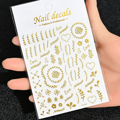 3D Gold Sun Moon Star Nail Art Stickers Celestial Self Adhesive Decals