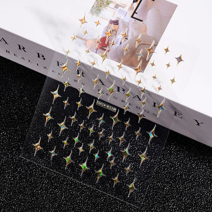 3D Gold Sun Moon Star Nail Art Stickers Celestial Self Adhesive Decals