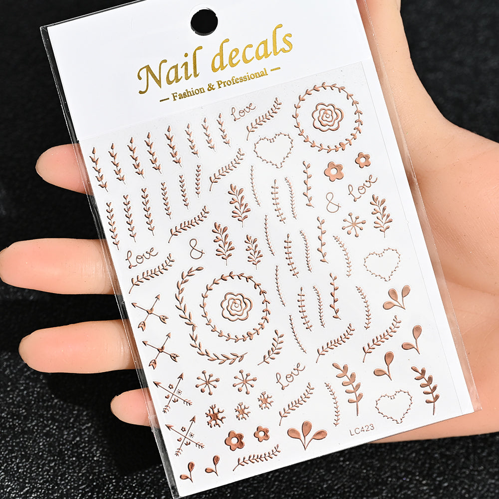 3D Gold Sun Moon Star Nail Art Stickers Celestial Self Adhesive Decals