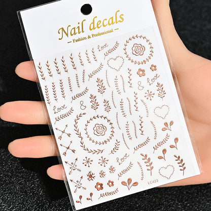 3D Gold Sun Moon Star Nail Art Stickers Celestial Self Adhesive Decals