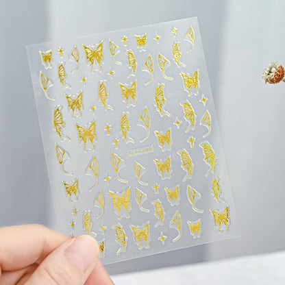 3D Gold Sun Moon Star Nail Art Stickers Celestial Self Adhesive Decals