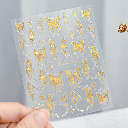 3D Gold Sun Moon Star Nail Art Stickers Celestial Self Adhesive Decals