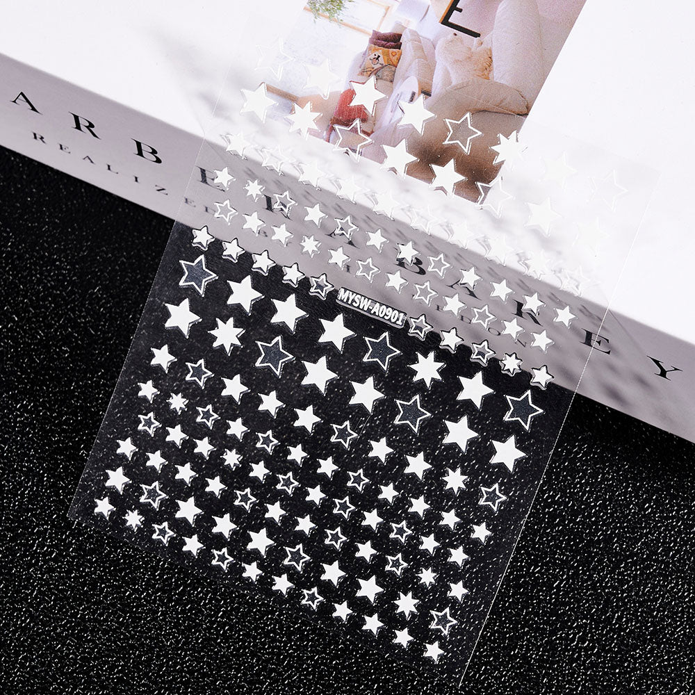 3D Gold Sun Moon Star Nail Art Stickers Celestial Self Adhesive Decals