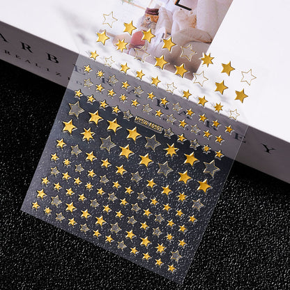 3D Gold Sun Moon Star Nail Art Stickers Celestial Self Adhesive Decals