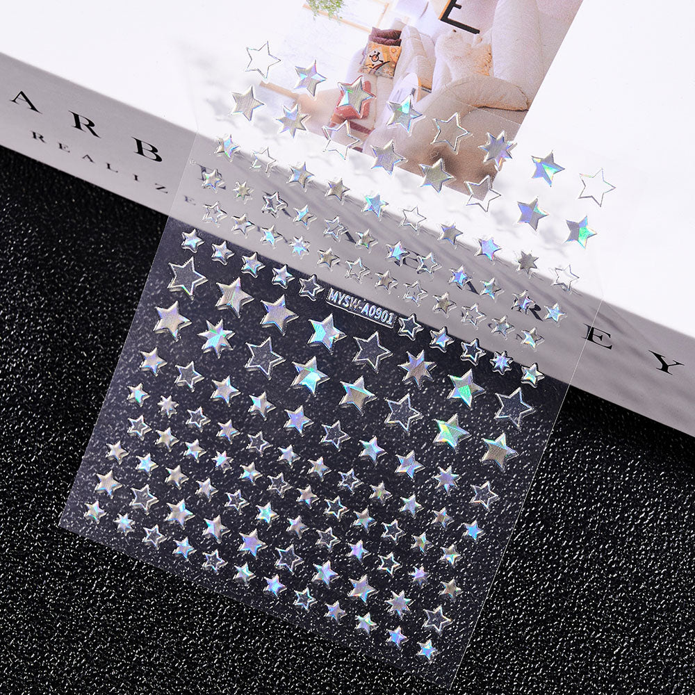 3D Gold Sun Moon Star Nail Art Stickers Celestial Self Adhesive Decals