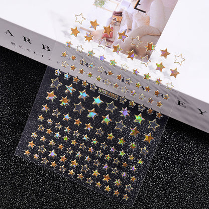 3D Gold Sun Moon Star Nail Art Stickers Celestial Self Adhesive Decals
