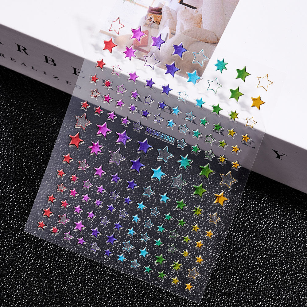 3D Gold Sun Moon Star Nail Art Stickers Celestial Self Adhesive Decals