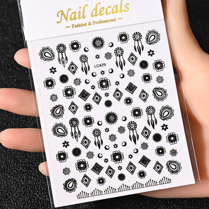 3D Gold Sun Moon Star Nail Art Stickers Celestial Self Adhesive Decals