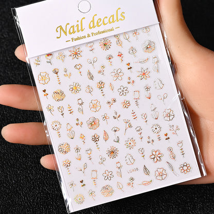 3D Gold Sun Moon Star Nail Art Stickers Celestial Self Adhesive Decals
