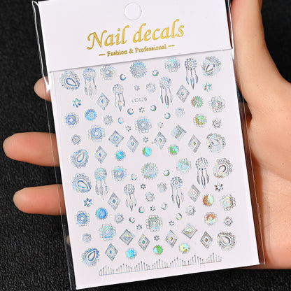 3D Gold Sun Moon Star Nail Art Stickers Celestial Self Adhesive Decals
