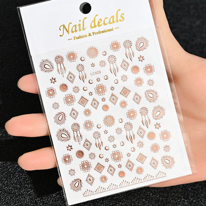 3D Gold Sun Moon Star Nail Art Stickers Celestial Self Adhesive Decals