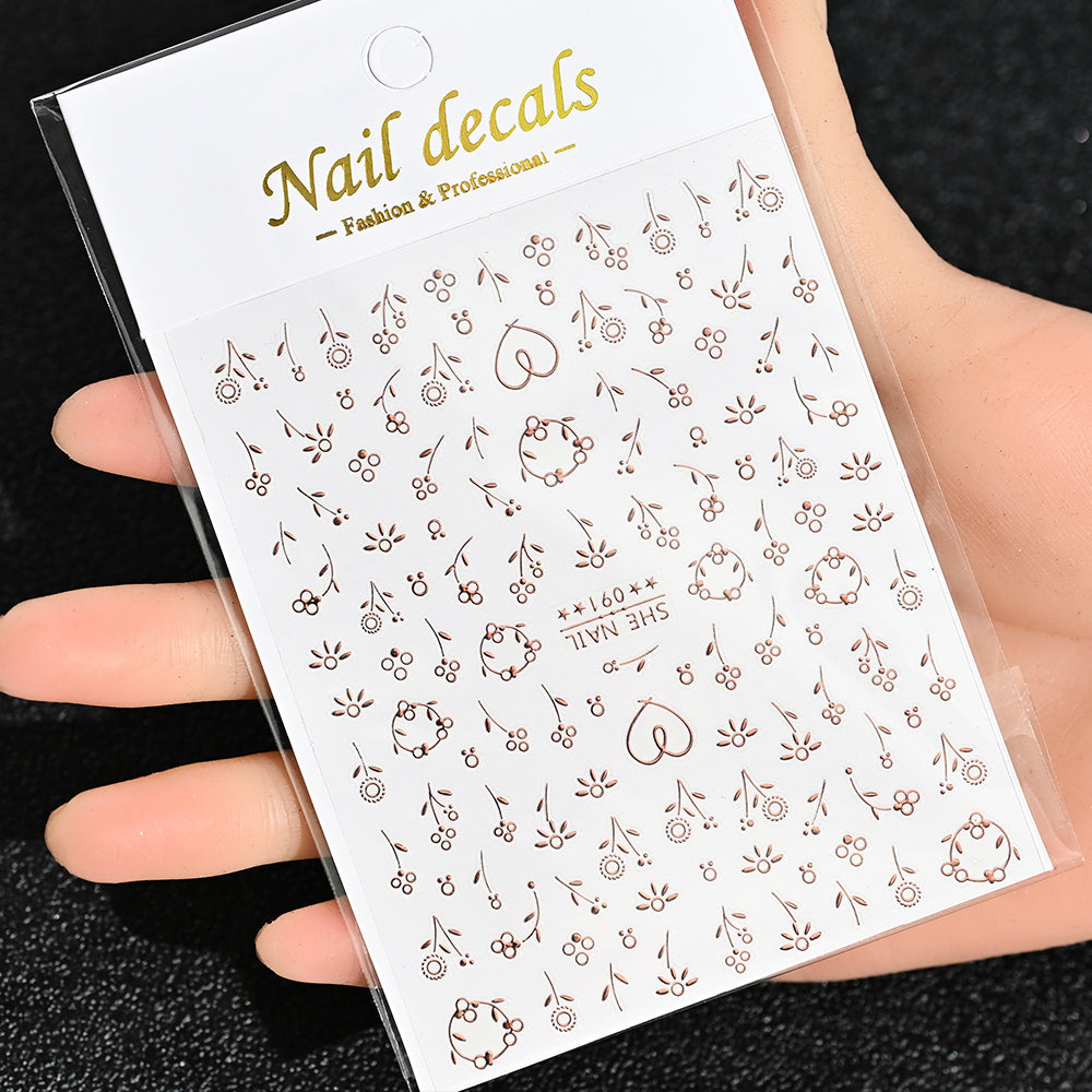 3D Gold Sun Moon Star Nail Art Stickers Celestial Self Adhesive Decals