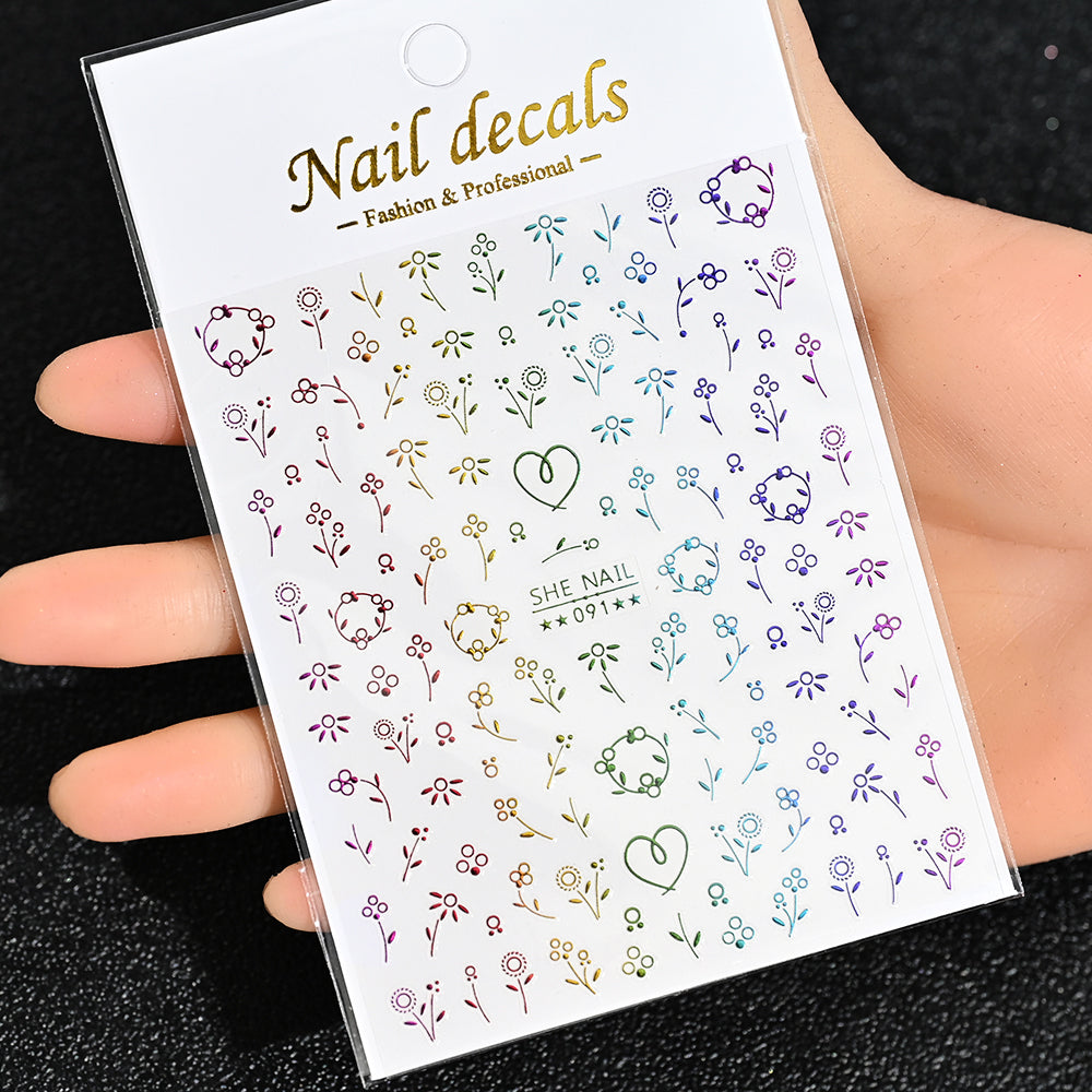 3D Gold Sun Moon Star Nail Art Stickers Celestial Self Adhesive Decals