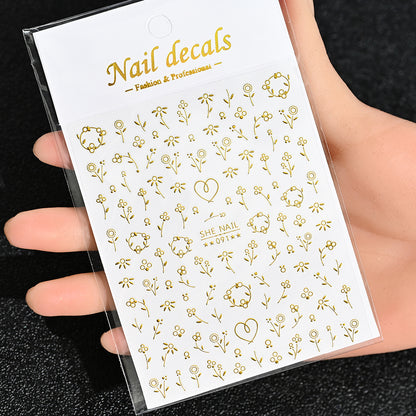 3D Gold Sun Moon Star Nail Art Stickers Celestial Self Adhesive Decals