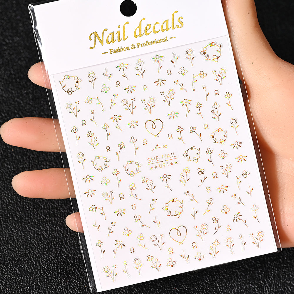 3D Gold Sun Moon Star Nail Art Stickers Celestial Self Adhesive Decals