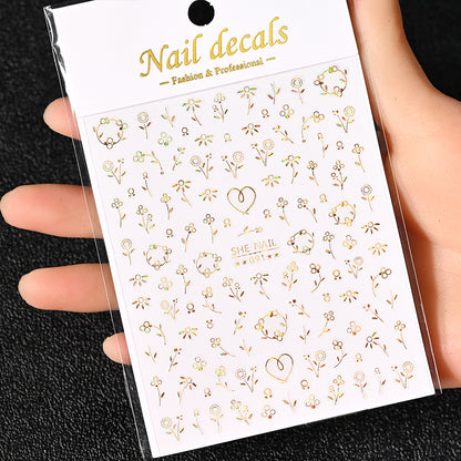 3D Gold Sun Moon Star Nail Art Stickers Celestial Self Adhesive Decals