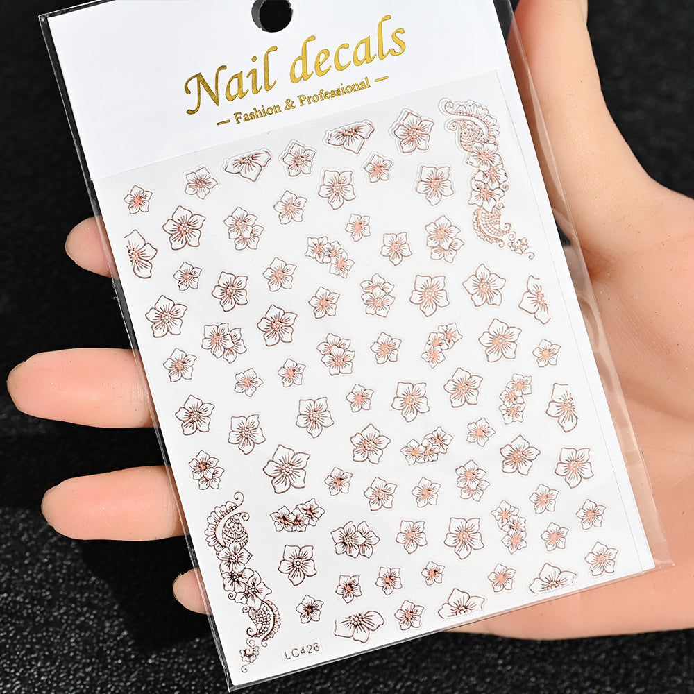 3D Gold Sun Moon Star Nail Art Stickers Celestial Self Adhesive Decals