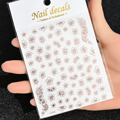 3D Gold Sun Moon Star Nail Art Stickers Celestial Self Adhesive Decals
