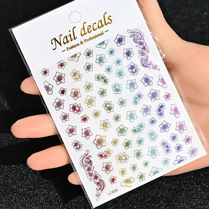 3D Gold Sun Moon Star Nail Art Stickers Celestial Self Adhesive Decals