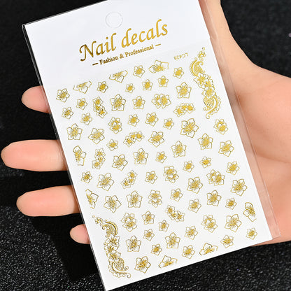 3D Gold Sun Moon Star Nail Art Stickers Celestial Self Adhesive Decals