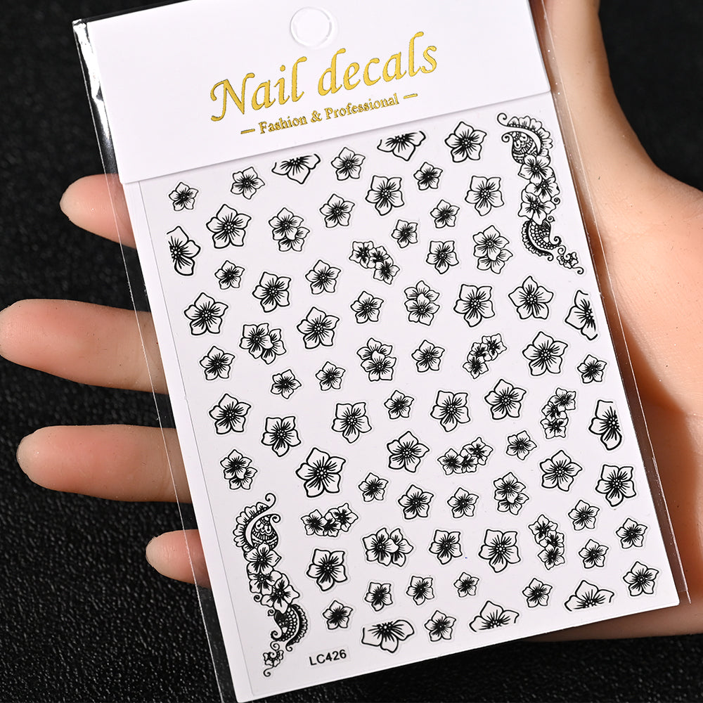 3D Gold Sun Moon Star Nail Art Stickers Celestial Self Adhesive Decals
