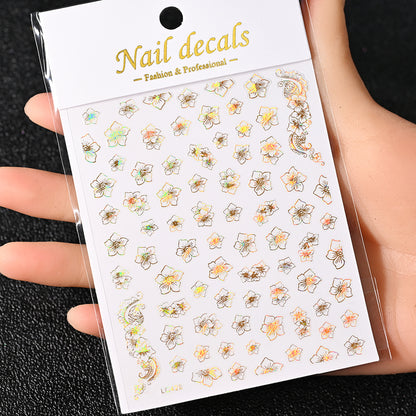 3D Gold Sun Moon Star Nail Art Stickers Celestial Self Adhesive Decals