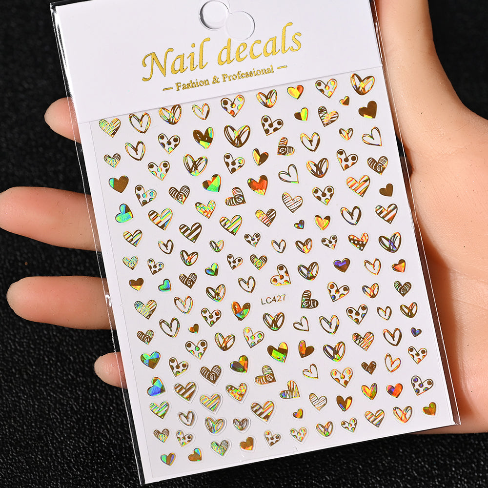 3D Gold Sun Moon Star Nail Art Stickers Celestial Self Adhesive Decals
