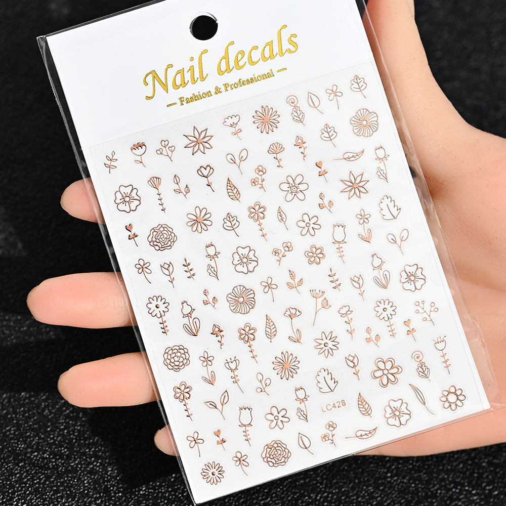 3D Gold Sun Moon Star Nail Art Stickers Celestial Self Adhesive Decals