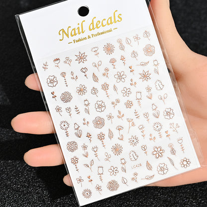 3D Gold Sun Moon Star Nail Art Stickers Celestial Self Adhesive Decals