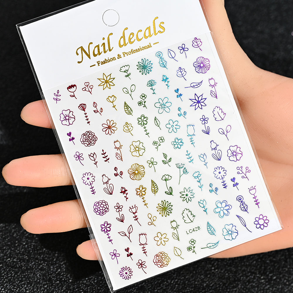 3D Gold Sun Moon Star Nail Art Stickers Celestial Self Adhesive Decals