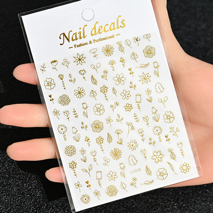 3D Gold Sun Moon Star Nail Art Stickers Celestial Self Adhesive Decals