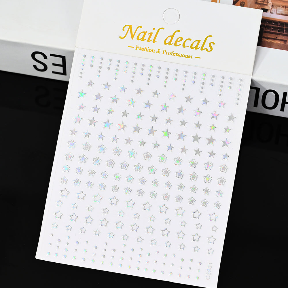 3D Gold Sun Moon Star Nail Art Stickers Celestial Self Adhesive Decals