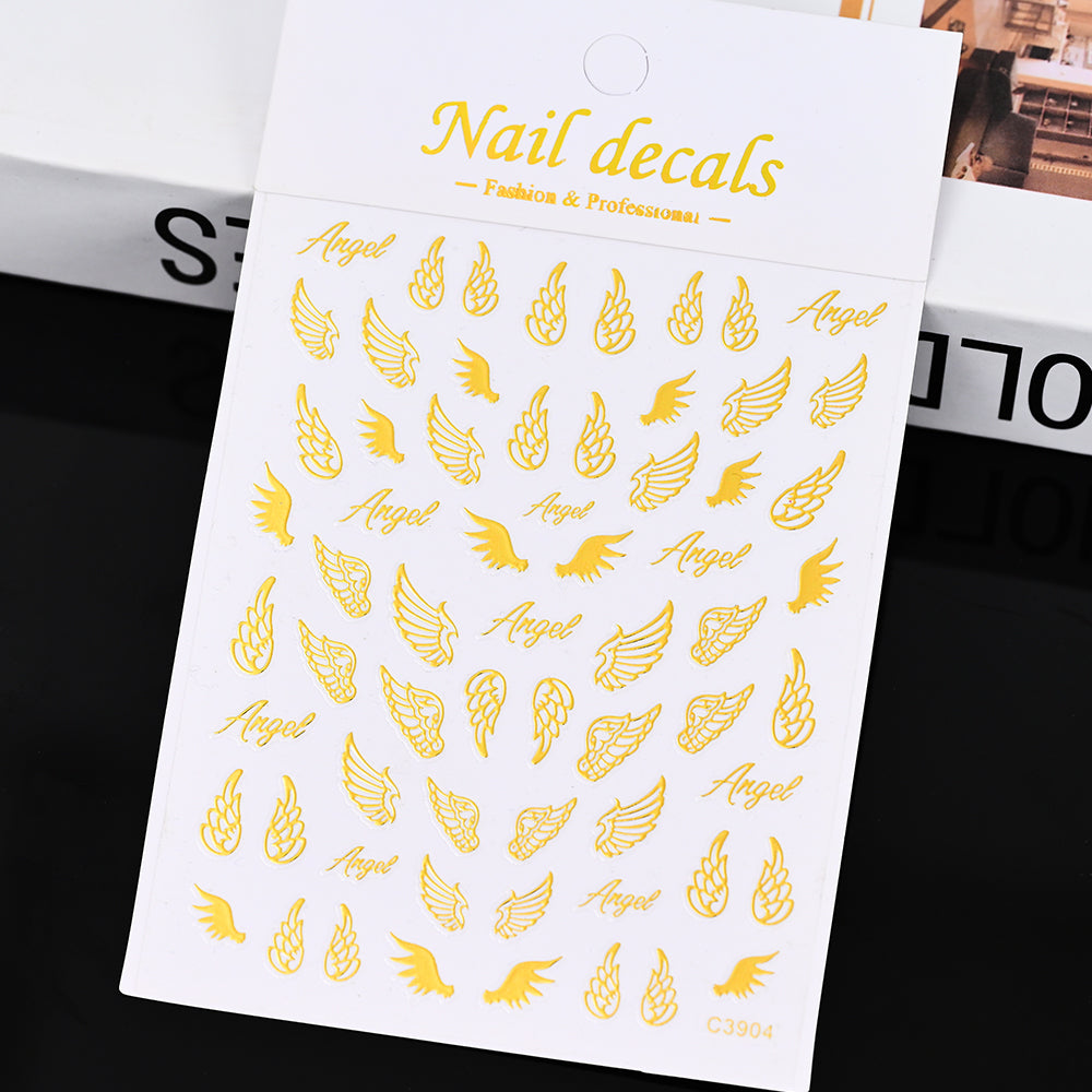 3D Gold Sun Moon Star Nail Art Stickers Celestial Self Adhesive Decals