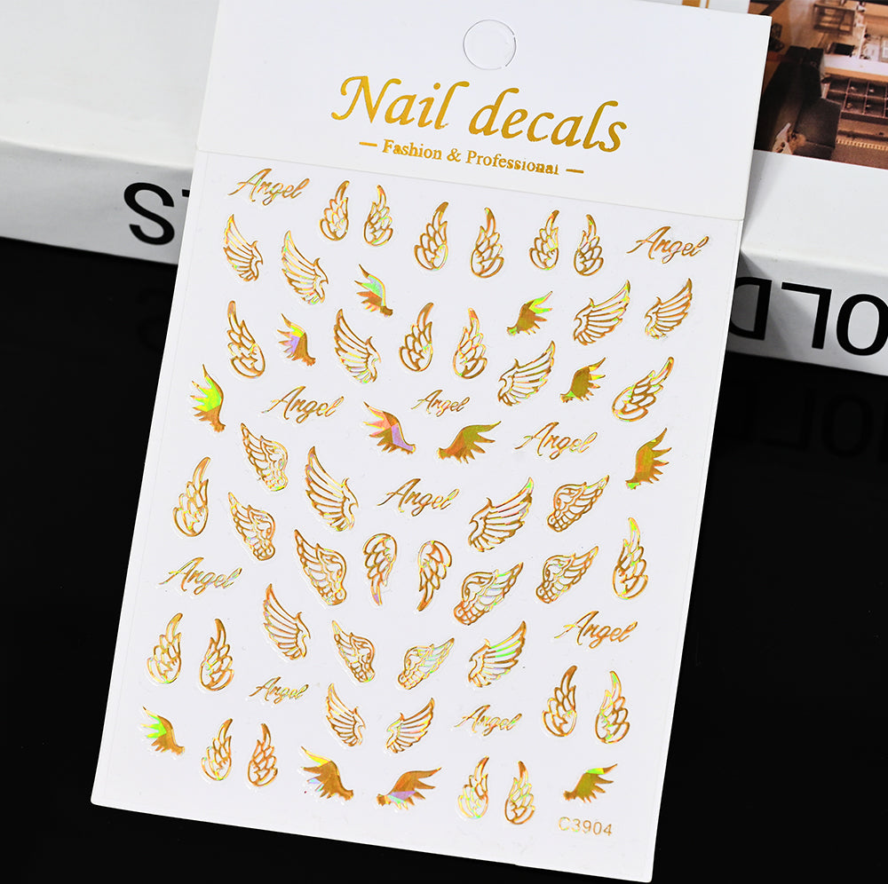 3D Gold Sun Moon Star Nail Art Stickers Celestial Self Adhesive Decals