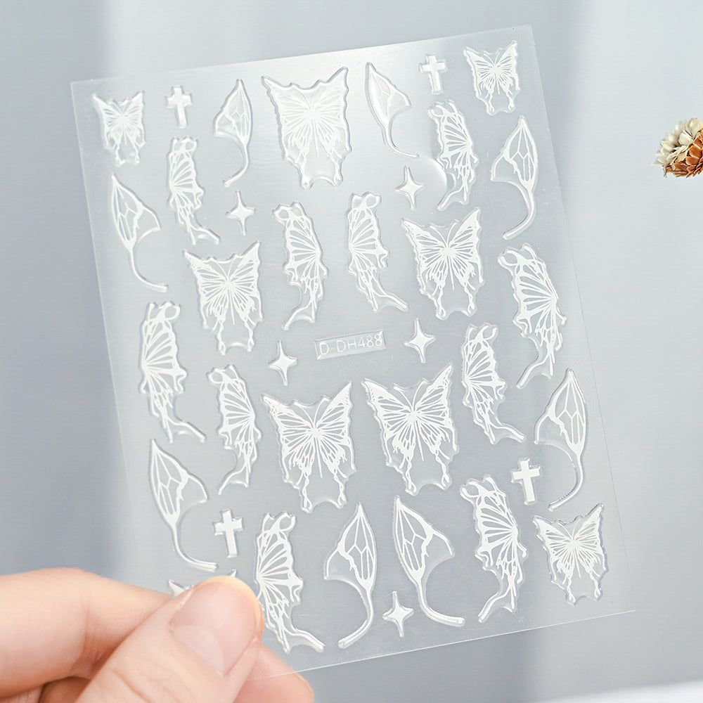 3D Gold Sun Moon Star Nail Art Stickers Celestial Self Adhesive Decals