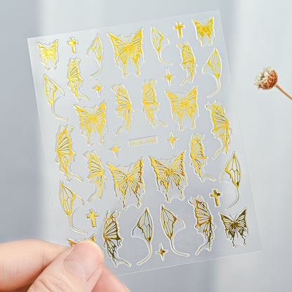 3D Gold Sun Moon Star Nail Art Stickers Celestial Self Adhesive Decals
