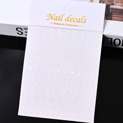 3D Gold Sun Moon Star Nail Art Stickers Celestial Self Adhesive Decals