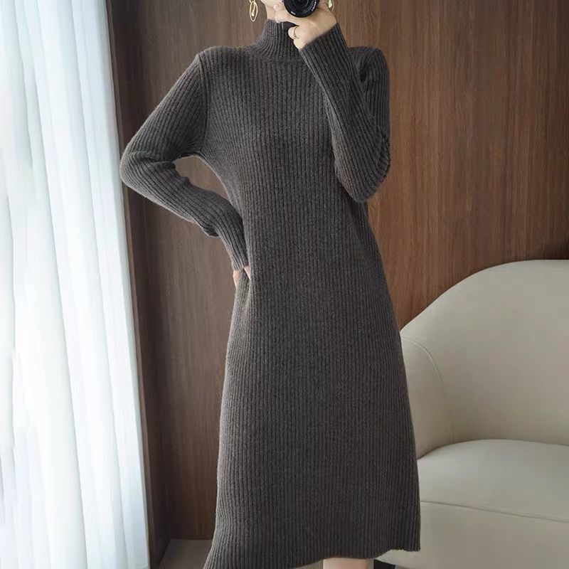 Winter Loose Woman Robe Long Vintage Dresses, Casual Aesthetic Maxi Sweater Dress for Women, Knitted Bodycon Korean