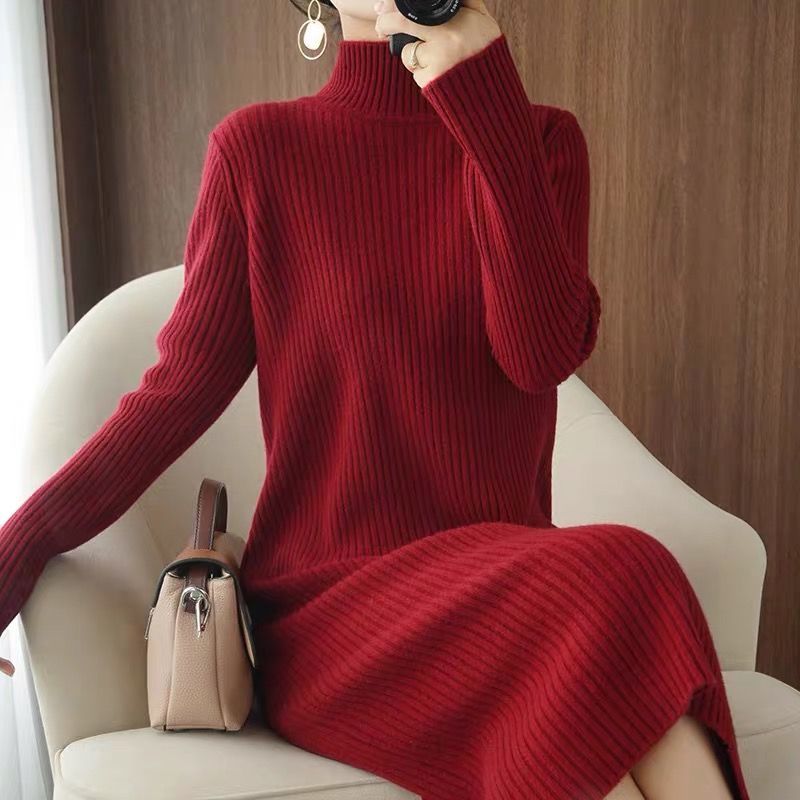 Winter Loose Woman Robe Long Vintage Dresses, Casual Aesthetic Maxi Sweater Dress for Women, Knitted Bodycon Korean